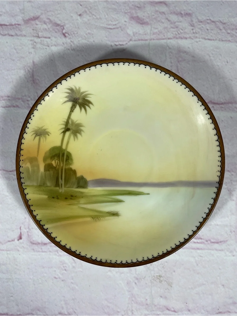 Antique Morimura Nippon Hand Painted Tropical Oasis Teacup and Saucer Set